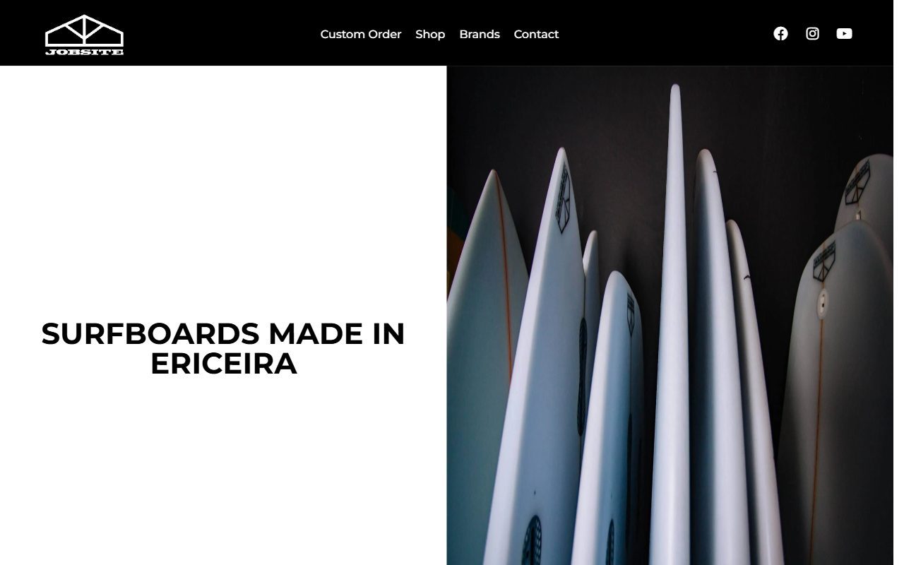 Homepage of Jobsite Surfboard Factory
